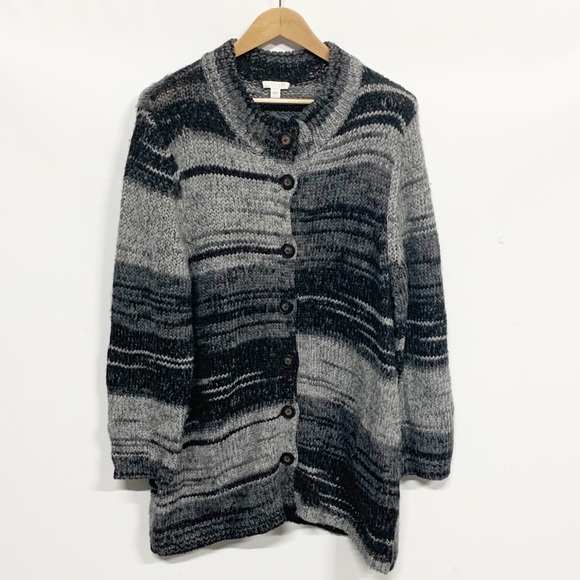 J Jill Gray Wool Blend Knit Cardigan 